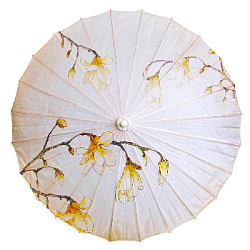 Китайский тканевый зонтик цветочный с кисточкой 82х54см, №17